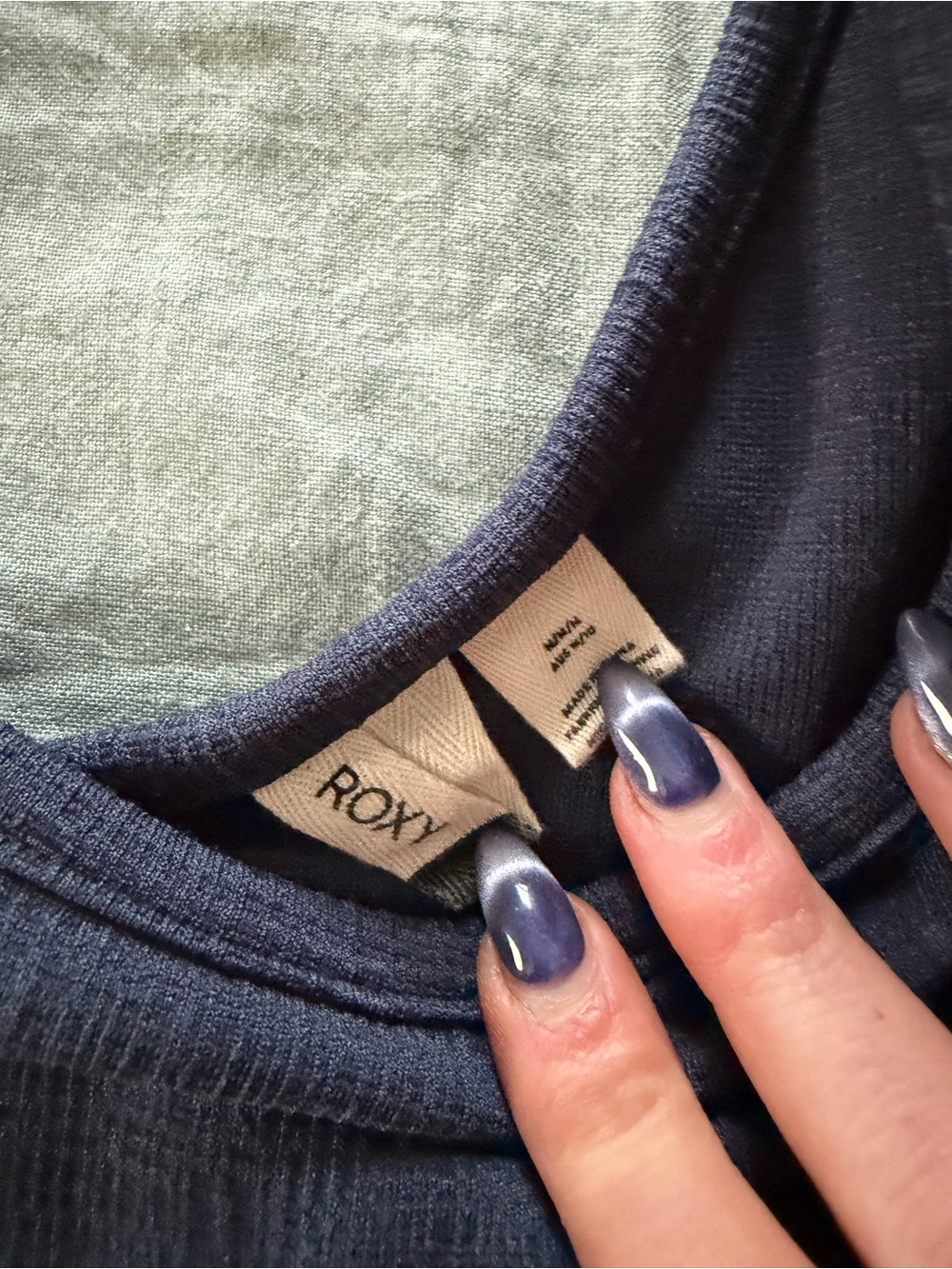 Roxy Navy Ribbed Crop Tank Top - Picture 3 of 4